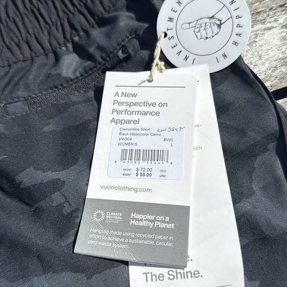 VUORI Clementine Short Women's Performance Shorts NWT Black Camo‎ large - Picture 4 of 7